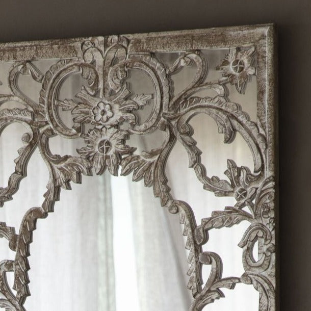 Large French Scroll Antique Mirror - (92 x 61cm)