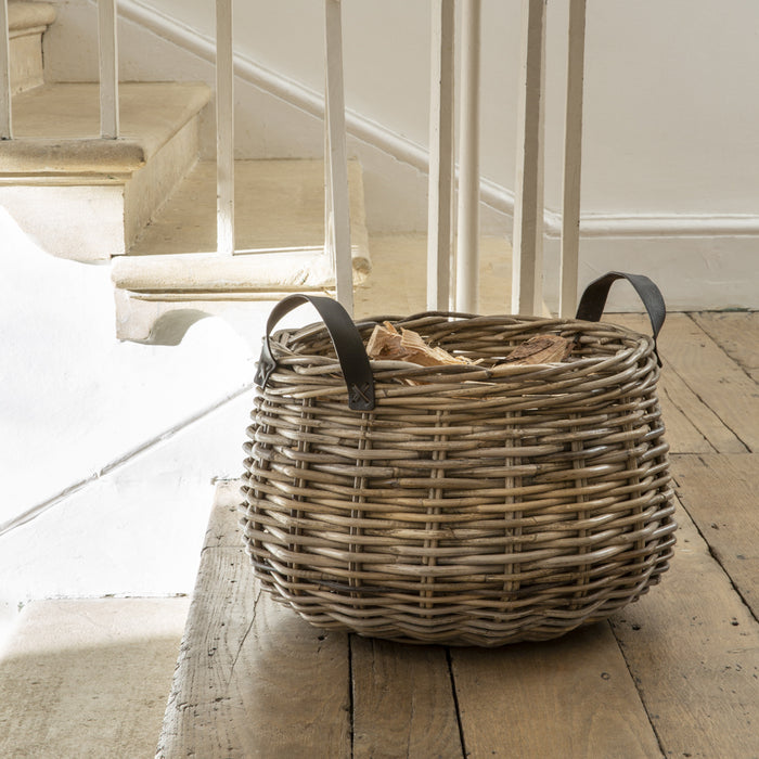 Apple Catcher Basket with Leather Handles