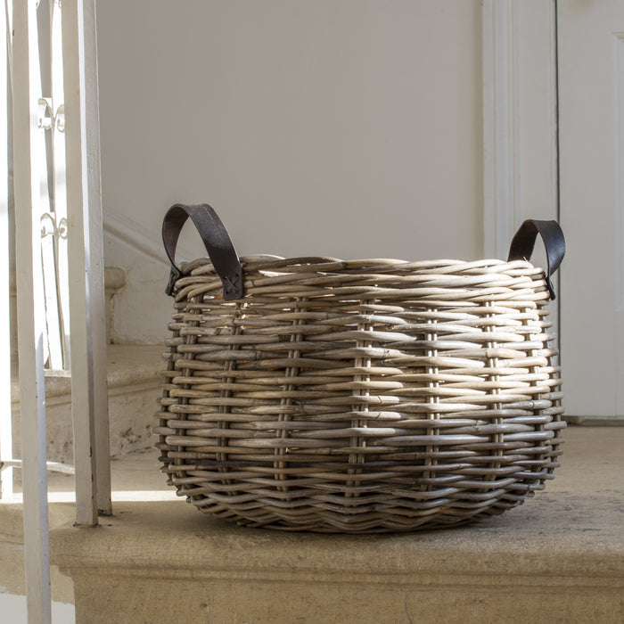 Apple Catcher Basket with Leather Handles