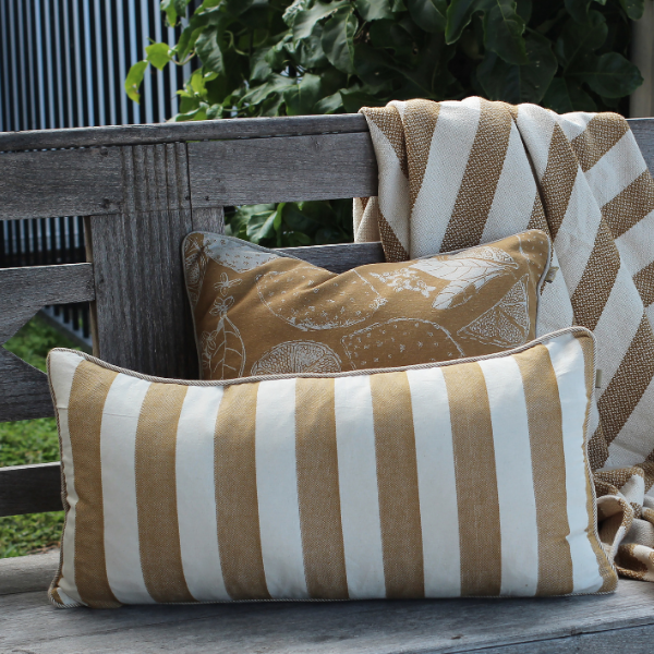 Mustard Striped Long Cushion