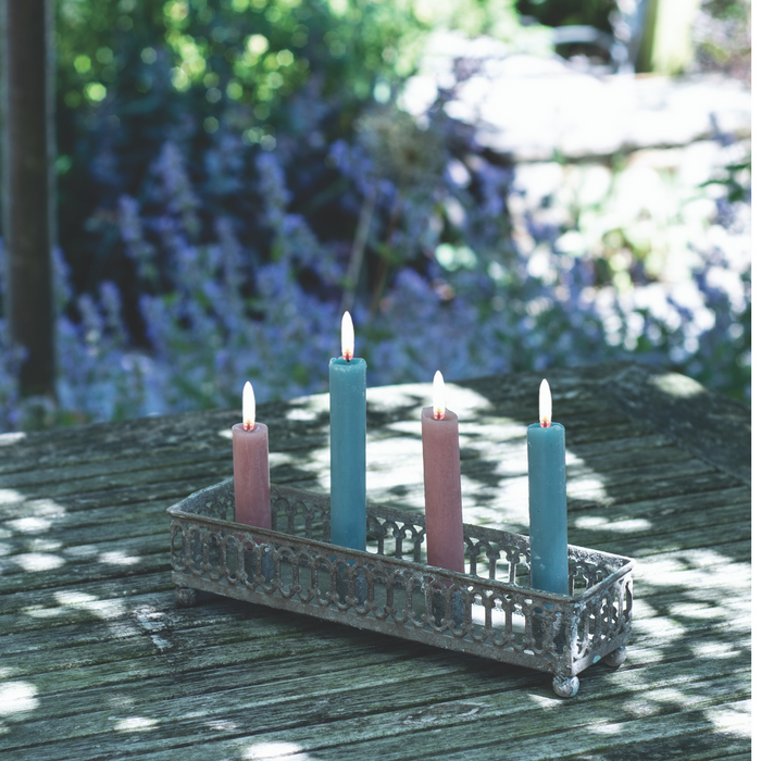 Rustic Metal Candle Tray