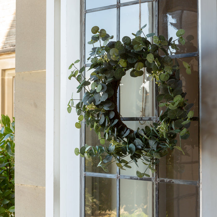 Artificial Eucalyptus & White Berry Wreath - 55cm