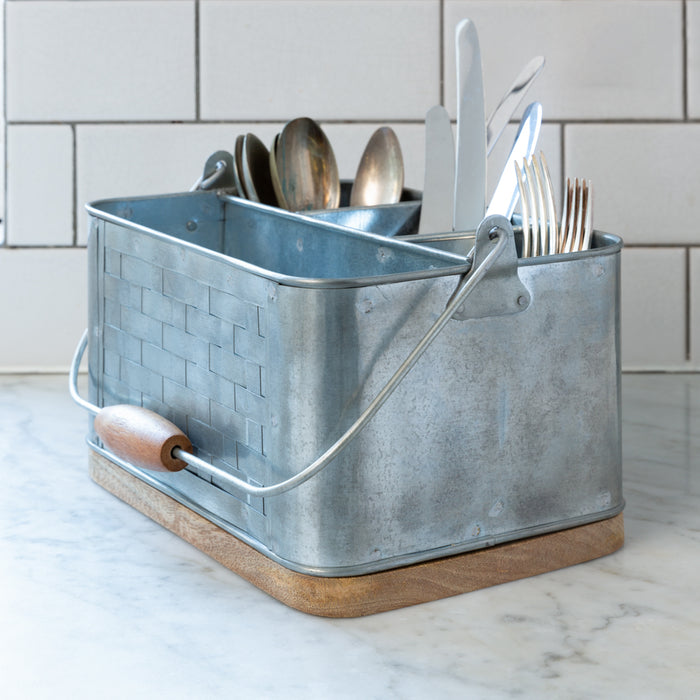 Chic Metal Cutlery Holder with Handle