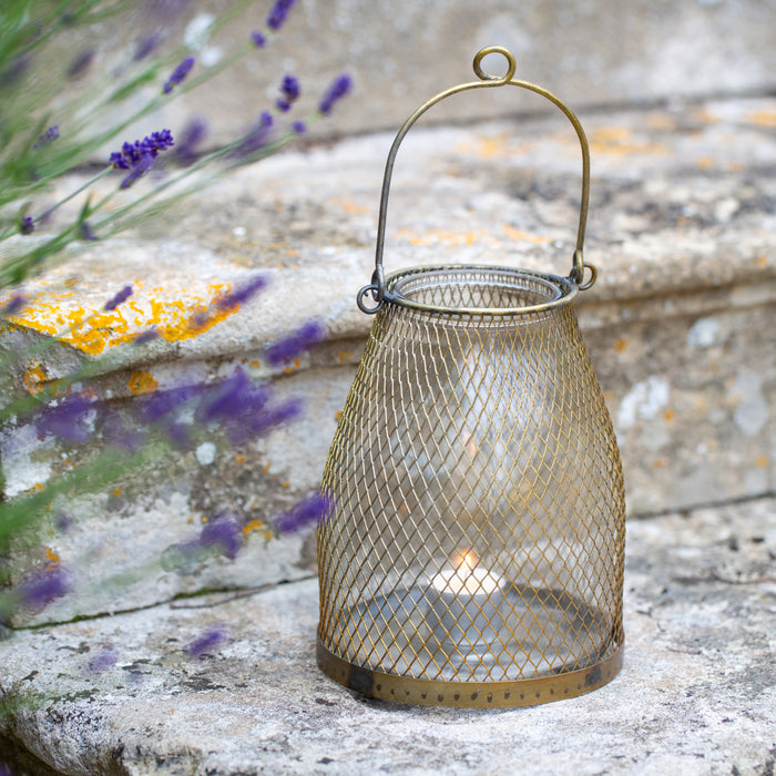 Antique Brass Mesh Hanging Lantern