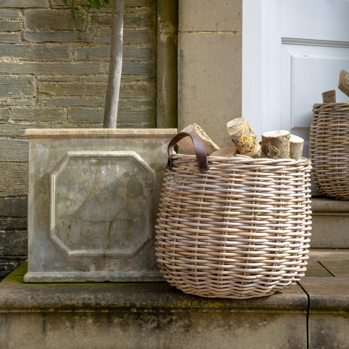 Apple Catcher Basket with Leather Handles