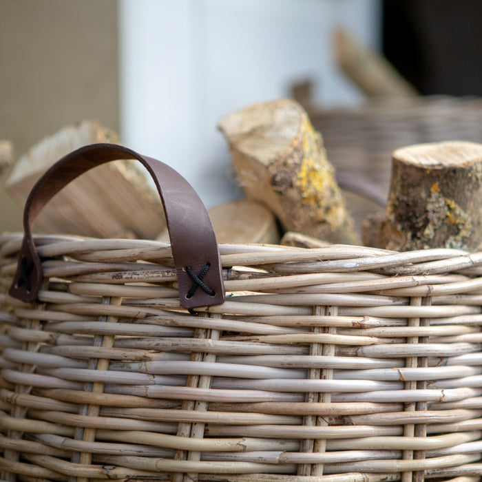 Apple Catcher Basket with Leather Handles